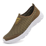 Summer Sneakers Shoes Men's Breathable Mesh Lightweight Walking Casual Slip-On Driving Loafers MartLion Khaki 40(25.0CM) 