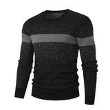 Spring Men's Round Neck Pullover Sweater Long Sleeve Jacquard Knitted Tshirts Trend Slim Patchwork Jumper for Autumn Mart Lion 24 black M 