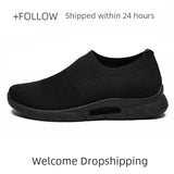 Men's Light Running Shoes Jogging Shoes Breathable Sneakers Slip on Loafer Casual MartLion All Black 42 