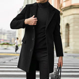 Winter Man Wool Jackets Lapel Coat Casual Clothing Trench Single-Breasted Thickness Men's England Style MartLion black L 