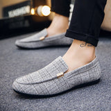 Men's Slip-On Canvas Shoes Loafers Breathable Sneakers Casual Soft Non-slip Driving Flats Black Mart Lion grey A11 38 