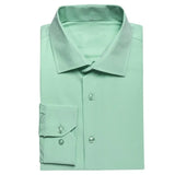 Hi-Tie Pure Solid Silk Men's Shirts Plain Long Sleeve Formal Dress Suit Blouse Groom Wedding Events MartLion   
