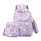 Korean fresh teddy bear printed women's cartoon school bags for teenage girls Student Mochila sac MartLion purple  