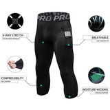 Compression Pants for Men Capri Leggings Cool Dry Workout Running Athletic Gym Tights Bottom with Pockets MartLion