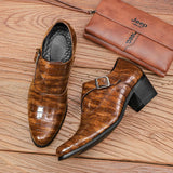 Elevator Shoes for Men's Heel Formal Leather Brown Loafers Dress Crocodile Heightening MartLion   