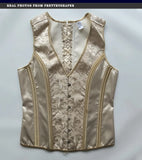 Men's Corset Vest Lace Up Bones Formal Waistcoat Beige Floral Waist Trainer Dress Vest For Wedding Party Tight Tops MartLion   