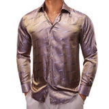 Luxury Shirts Men's Silk Satin Green Long Sleeve Slim Fit Blouses Button Down Collar Tops Breathable Clothing MartLion   