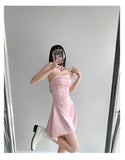 Woman Design A-Line Lolita Dress Bodycon Clubwear Asymmetrical Dress Frocks Maillard One-Piece Strapless Robe Ins MartLion   