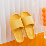 Men's Women Soft  Sole Slides Summer Sandals Couples Slippers Home Non Slip Bathroom Mart Lion Yellow 3637 
