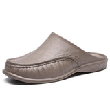 Shoes Men's Slippers EVA Slip on Flats Shoes Walking Half Slipper Soft Household Sandals MartLion Khaki 40 