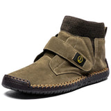 Autumn Winter Retro High-top Men's Casual Shoes Suede Leather Flat MartLion green 7009-2 38 CHINA