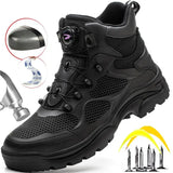 Indestructible Work Safety Boots Men's Construction Safety Shoes Anti-smash Anti-stab Protect Footwear Rotated Button Sneakers MartLion   