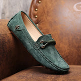 Loafers Men's Casual Suede Shoes Lightweight Soft Genuine Leather Moccasins Slip on Driving MartLion Green 37 