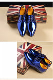 Men's Party Shoes British Pointed-toe Shiny Leather Lace-Up Dress Office Wedding Oxfords Flats Mart Lion   