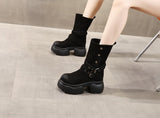 Internal Height Mid-calf Boots in Winter Women Leather Short Boot Office Ladies Tide Shoes MartLion