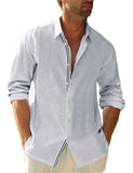 summer men's lapel button print long-sleeved shirt MartLion