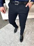 Casual Slim Men's Pants  Breathable European and American MartLion Navy Blue XXXL 