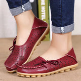 Flat Shoes Women Breathable Leather Loafers Casual Shoes Slip On Moccasins Zapatos Para Mujeres Flats Female MartLion WineRed 35 