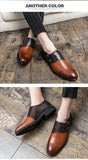 British Style Brown Dress Shoes Men's Pointed Toe Leather Casual MartLion   