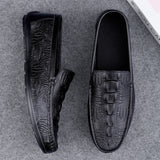 Super Soft Men's Moccasins Slip On Loafers Flats Casual Footwear Crocodile Microfiber Leather Shoes Mart Lion   