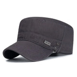 Men's Unisex Army Hat Baseball Cap Cotton Cadet Hat Military  Breathable Combat Fishing Flat Adjustable Cap MartLion Grey  
