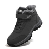 Winter Men's Ankle Boots Warm Plush Snow Cotton Hiking Outdoor Non-slip Couple Walking Shoes MartLion Dark Grey 45 