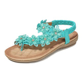 Sandals Women's Flower Accessories Round Toe Clip-in Flat Shoes Play Travel Beach MartLion   