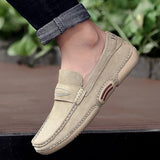 Men's Loafers Cow Suede Leather Casual Shoes Outdoor Soft Comfy Slip On Classics Flat Retro Driving Mart Lion   