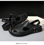 Men's Summer Sandals and Slippers Genuine Leather Adult Thick-soled Beach Shoes Non-slip MartLion   