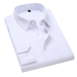 Men's Casual Solid Color Long-sleeved Shirt Slim Versatile White Shirt for Men MartLion WHITE 5XL (88-96kg) 