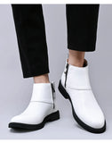  Chelsea Genuine Leather Men's Ankle Shoes Dress Boots Elegant Mans Winter Warm White MartLion - Mart Lion