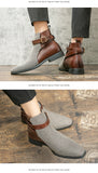 Retro Patchwork Men's Luxury Brand Shoes Pointed Dress Leather Formal Ankle Boots MartLion   