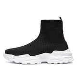 Autumn Men's Sneakers Stretch Fabric Tennis Sport Running Shoes Ankle Boots Breathable Casual Socks Slip-on Walking Mart Lion   