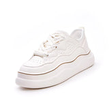 Sneakers Women Genuine Leather Shoes Young Ladies Casual Height White Thick Sole MartLion Beige 8.5 