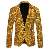 3D Sequin Embellished Jacket Men's Nightclub Prom Suit Coats Homme Stage Clothes For singers blazers MartLion Gold S United States