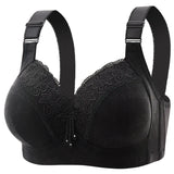 Luxury Lace Lace Without Steel Ring Women's Bra Push Up Breathable Adjustable Underwear MartLion black 100C 