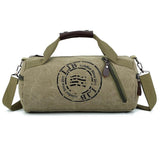 Both Men's Women Hand Shoulder Canvas Cylindrical Casual Travel Fitness Clothing Package-Retro Bucket Bag Mart Lion Green  