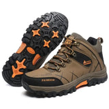 Men's Winter Snow Boots Waterproof Leather Sports Super Warm Outdoor Hiking Work Travel Shoes MartLion 01 Khaki 39 