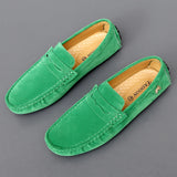 Men's Women Leather Designer Casual Shoes Luxury Loafers Driving Footwear MartLion 2232-1 Green 6.5 