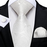Gray Striped Paisley Silk Ties For Men's Wedding Accessories 8cm Neck Tie Pocket Square Cufflinks Gift MartLion SJT-7980  