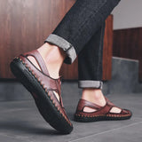 Golden Sapling Breathable Men's Sandals Genuine Leather Summer Shoes Leisure Loafers Casual Flats Casual for Men's MartLion   