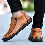 Men's Leather Boots Outdoor Casual Motorcycle Soft Classic Punk Slip-on Ankle Designer Sneakers MartLion   