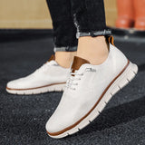 Spring Summer Mesh Shoes Men's Footwear Breathable Casual Flat Black White MartLion White 8.5 
