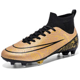 Men's Soccer Shoes TF FG Professional Non-Slip Training Football Boots Outdoor Grass Children's Sneakers MartLion WJS-1126-C-Gold 31 