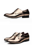 Men's Party Shoes British Pointed-toe Shiny Leather Lace-Up Dress Office Wedding Oxfords Flats Mart Lion   