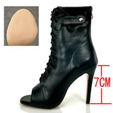 Party Boots  Heels Stilettos Women's Ballroom Latin Dance Heels Shoes Black Peep Toe Shoes MartLion Light rubber-7CM 38 CHINA