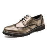 Golden Brogue Shoes Men's Dress Soft Split Leather Lace Up Oxfords Flat Work Footwear Mart Lion Gold 6.5 