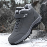 Women Boots Waterproof Snow Warm Plush Winter Shoes Mid-calf Non-slip Winter MartLion Gray-1 35 