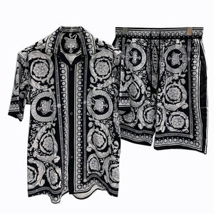 Royal Printed Men Shorts Sets 2 Piece Shorts Suit Court Style Summer Short Sleeve Shirts MartLion   