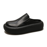 Thick bottom half slippers spring and autumn wear Muller shoes network red heelless lazy bread MartLion Black 35 